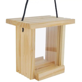 Mangeoire Bar à Graines à suspendre - pin douglas - Fabrication Française – 18x13x18 cm