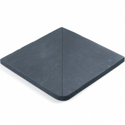 Margelle en pierre reconstituée angle sortant aspect schiste 40 x 40 x 2,5 cm anthracite - Qualité Image IA