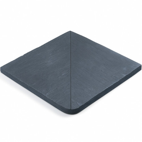 Margelle en pierre reconstituée angle sortant aspect schiste 40 x 40 x 2,5 cm anthracite - Qualité Image IA