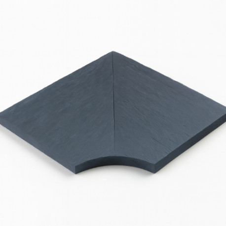Margelle en pierre reconstituée angle rentrant aspect schiste 30 x 30 x 2,5 cm anthracite - Qualité Image IA
