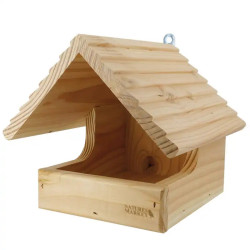 Nichoir le Chalet de jardin pour oiseaux semi-cavernicoles en bois certifié PEFC fabriqué en France – 21 x 21.5 x 25.5 cm