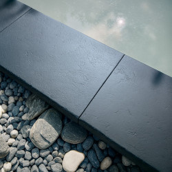 Margelle en pierre reconstituée plate angle rentrant 25 x 25 x 4 cm  anthracite - Qualité Image IA