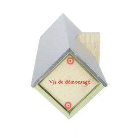 Fixation Nichoir de jardin pour chouette chevêche en bois et toit en zinc