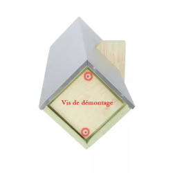 Fixation Nichoir de jardin pour chouette chevêche en bois et toit en zinc