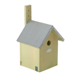 Nichoir de jardin pour mésange bleue en bois de pin FSC 100 % et toit en zinc