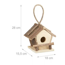 Dimension Nichoir à oiseaux en bois de Macaranga