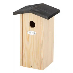 Nichoir de jardin pour mésanges et moineaux en bois d’épicéa brut labélisé FSC