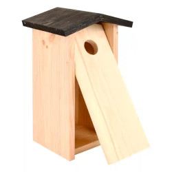 Porte ouverte du Nichoir de jardin pour mésanges et moineaux en bois