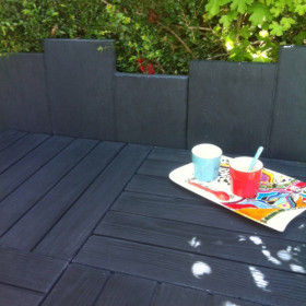 Bordure de jardin en pierre reconstituée Planche Bois ANTHRACITE 60 x 3 x 30 cm - Qualité Image IA