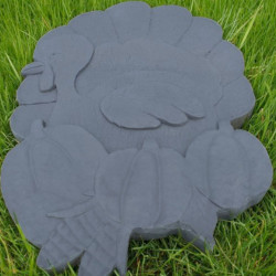 Pas Japonais en pierre reconstituée animaux thanksgiving anthracite 39 x 26 x 3 cm