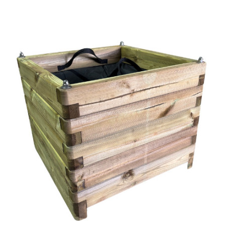 Jardinière carré avec 2 anses voile geotextile PIN – 60 x 60 x 50 cm - 180 litres