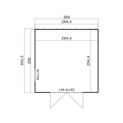 Abri de jardin Palermo 1 - 8.67m² - 3x3 m – Bois NATUREL - Toit Membrane