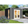 Abri de jardin Palermo 1 - 8.67m² - 3x3 m – Bois peint GRIS ANTHRACITE– Toit Membrane
