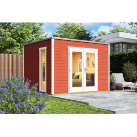 Abri de jardin Palermo 1 - 8.67m² - 3x3 m – Bois peint ROUGE - Toit Membrane