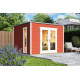 Abri de jardin Palermo 1 - 8.67m² - 3x3 m – Bois peint ROUGE - Toit Membrane