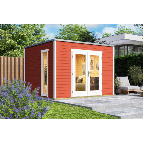 Abri de jardin Palermo 1 - 8.67m² - 3x3 m – Bois peint ROUGE - Toit Membrane
