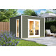 Abri de jardin Palermo 1 - 8.67m² - 3x3 m - Bois peint GRIS VERT - Toit Feutre bitumeux