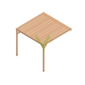 Pergola adossée en bois massif Montpellier de 9 m² - 3 x 3 m – Semi Couverte