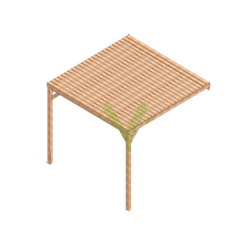 Pergola adossée en bois massif Montpellier de 9 m² - 3 x 3 m – Semi Couverte