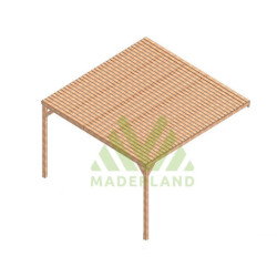 Pergola adossée en bois massif Montpellier de 16 m² - 4 x 4 m – Semi Couverte