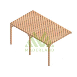 Pergola adossée en bois massif Montpellier de 15 m² - 5 x 3 m – Semi Couverte