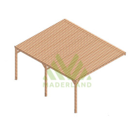 Pergola adossée en bois massif Montpellier de 20 m² - 5 x 4 m – Semi Couverte