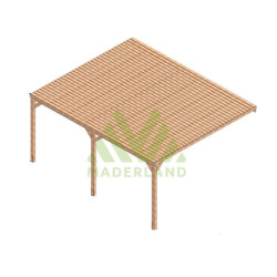 Pergola adossée en bois massif Montpellier de 20 m² - 5 x 4 m – Semi Couverte