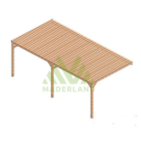 Pergola adossée en bois massif Montpellier de 18 m² - 6 x 3 m – Semi Couverte