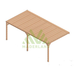 Pergola adossée en bois massif Montpellier de 18 m² - 6 x 3 m – Semi Couverte