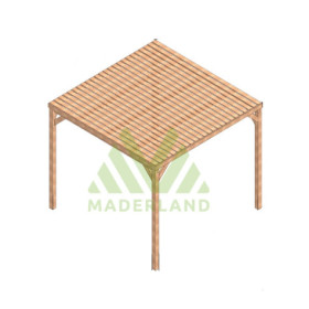 Pergola autoportée en bois massif Toulouse de 9 m² - 3 x 3 m – Semi Couverte