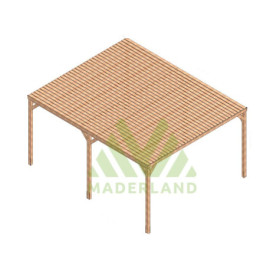 Pergola autoportée en bois massif Toulouse de 20 m² - 5 x 4 m – Semi Couverte
