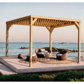 Pergola autoportée en bois massif Toulouse de 20 m² - 5 x 4 m – Semi Couverte