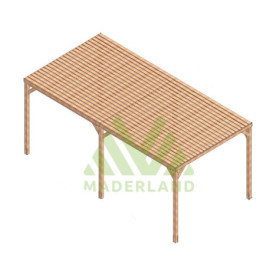 Pergola autoportée en bois massif Toulouse de 18 m² - 6 x 3 m – Semi Couverte