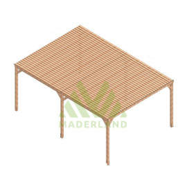 Pergola autoportée en bois massif Toulouse de 24 m² - 6 x 4 m – Semi Couverte