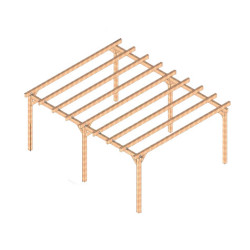Pergola autoportée Marsella en bois laminé collé de 30 m² - 6 x 5 m – Sans toiture