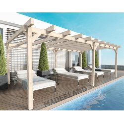 Pergola autoportée Marsella en bois laminé collé de 30 m² - 6 x 5 m – Sans toiture
