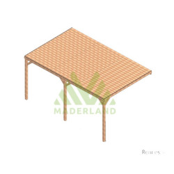 Pergola adossée en bois massif Rennes de 15 m² - 5 x 3 m – Toiture en bois