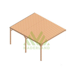 Pergola adossée en bois massif Rennes de 20 m² - 5 x 4 m – Toiture en bois