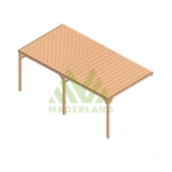Pergola adossée en bois massif Rennes de 18 m² - 6 x 3 m – Toiture en bois