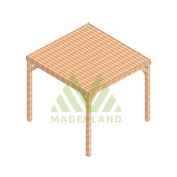 Pergola autoportée en bois lamellé collé Strasbourg de 9 m² - 3 x 3 m – Toiture en bois