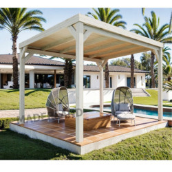 Pergola autoportée en bois lamellé collé Strasbourg de 18 m² - 6 x 3 m – Toiture en bois