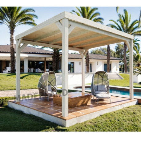 Pergola autoportée en bois lamellé collé Strasbourg de 24 m² - 6 x 4 m – Toiture en bois
