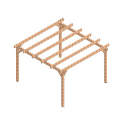 Carport Nîmes en bois lamellé collé de 20 m² - 5 x 4 m – Sans toiture