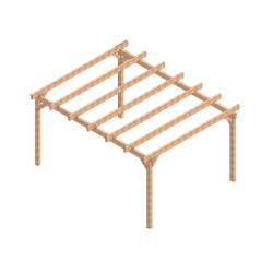 Carport Nîmes en bois lamellé collé de 25 m² - 5 x 5 m – Sans toiture