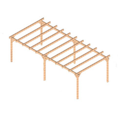 Carport Nîmes en bois lamellé collé de 32 m² - 8 x 4 m – Sans toiture