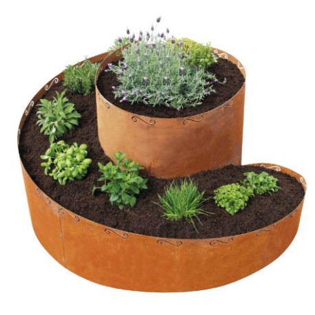 Jardinière en acier Corten en spirale 130 x 140 x 80 cm