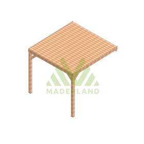 Pergola adossée en bois Lamellé-collé Reims de 9 m² - 3 x 3 m – Toiture en bois