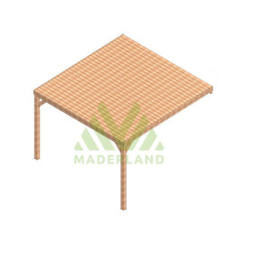 Pergola adossée en bois Lamellé-collé Reims de 16 m² - 4 x 4 m – Toiture en bois
