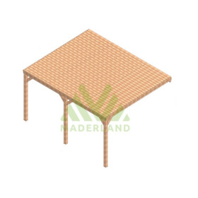 Pergola adossée en bois Lamellé-collé Reims de 20 m² - 5 x 4 m – Toiture en bois