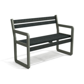 Banc de jardin Chardonnay 2 places avec accoudoirs en IPRA et aluminium laqué Gris ANTHRACITE – Assise courte